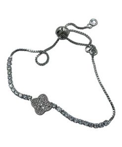 Bracelet- Rhinestone flower pendant with small rhinestone squares